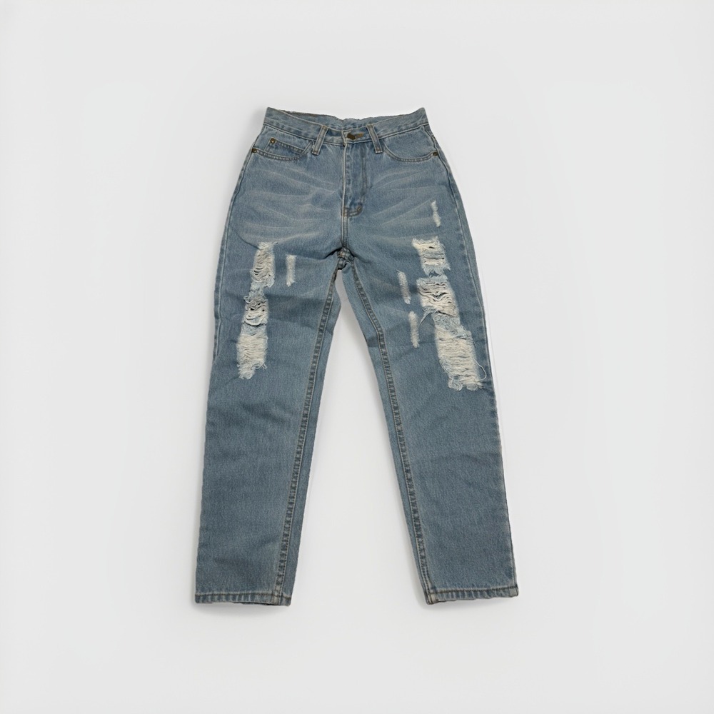 Look Trend brand, distressed denim blue jeans 26x22, women's medium